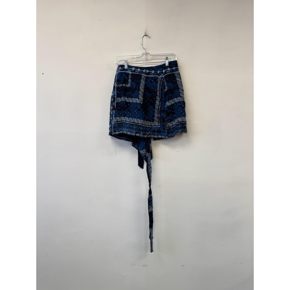 Greylin Skirt Womens Medium Blue Floral Wrap Tie Lined Mini Anthropologie New